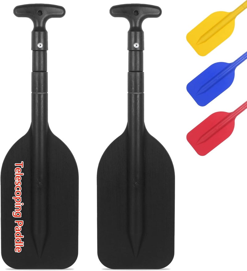 DEDU Boat Paddle Telescoping 2 Pack, Boat Oars Collapsible Emergency Paddle 21"-43" Adjustable, Telescoping Canoe Paddle Aluminum Shaft Anti Slip for Kids and Adults - Image 1